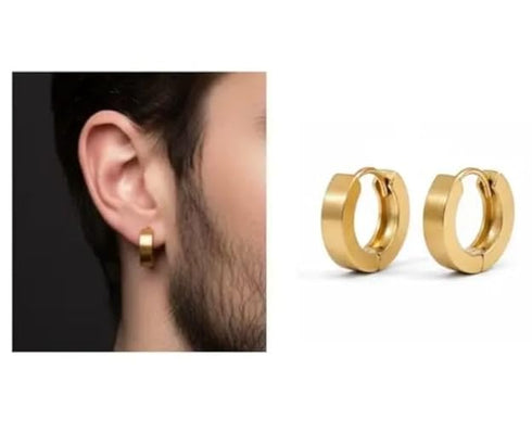 Men's Stainless Steel Huggie Hoop Earrings
