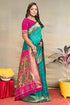 Vasthrlay Kanjivaram Chand Paithani Green Red Saree With Blouse Piece