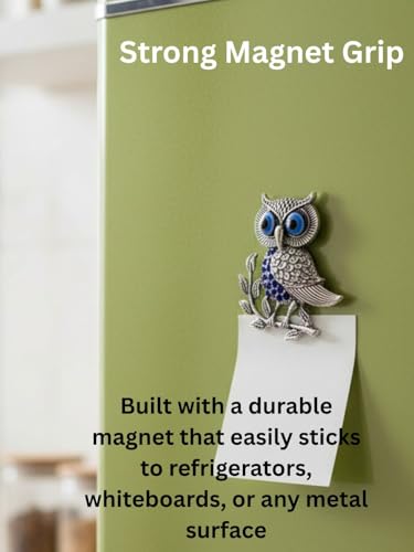 BLUE BEADS Silver Owl Turkish Evil Eye Fridge Refrigerator Sticker Magnet