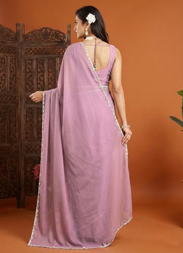 Vasthrlay Pink Border Unstitched Saree