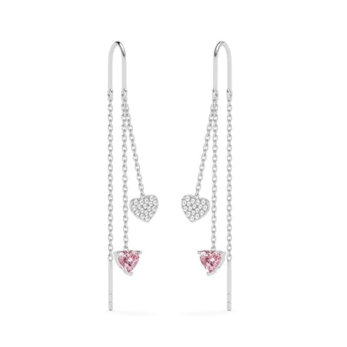 CLARA 925 Sterling Silver Sui Dhaga Threader Earrings Heart