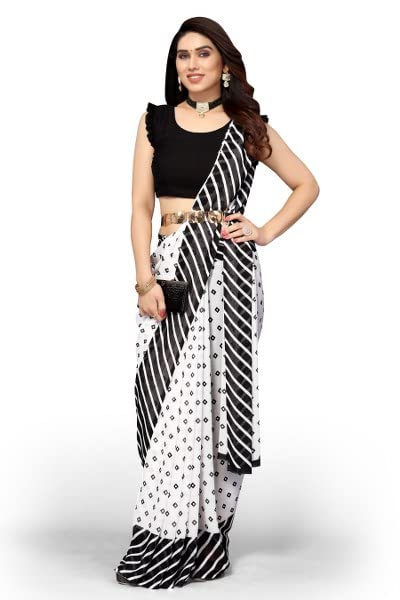 Vasthrlay Georgette Printed Zhilmil Black N Free Ethnic Wear