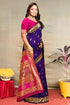 Vasthrlay Kanjivaram Nath Paithani Violet Pink Saree With Blouse Piece