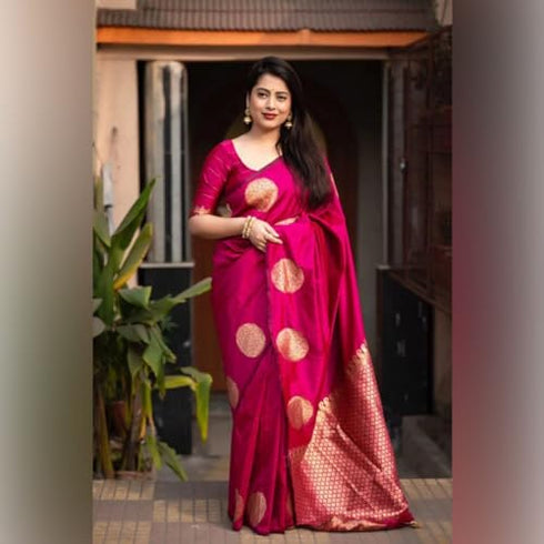 Vasthrlay Banarasi Kanjivaram Kanchipuram Kerigola Saree With Blouse Piece