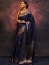 Vasthrlay Banarasi Blue Saree Pure Kanjivaram Silk Blue Saree With Blouse Piece
