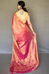 Vasthrlay Tissue Silk Pink Saree Golden Zari With Unstitched Blouse Piece
