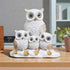 Decorative Owl Family Figurine Statue White with Gold Accents Four Owls Design