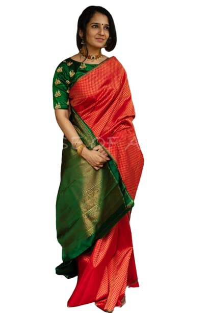 Vasthrlay Orange Kanjivaram Saree