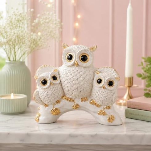 Charming Owl Family Figurine for Home & Office Decor