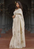 Vasthrlay Jacquard Art Silk South Indian Cream Saree