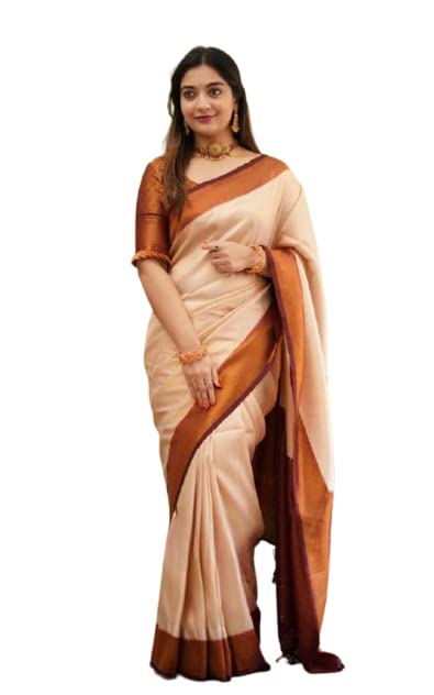 Vasthrlay Cream Kanjivaram Saree