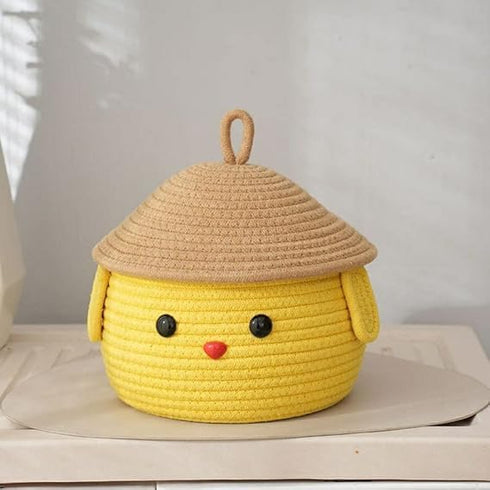 Multi-Purpose Cute Jute Basket with Lid Storage Baskets