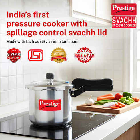 Prestige Svachh Aluminium Anti Bulge Gas And Induction Compatible Pressure Cooker 3 L Silver