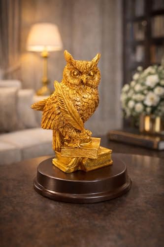 Parvatveda Owl Showpiece Statue with Books & Feather | Owl Figurine for Home Decor