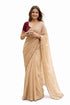 Vasthrlay Designer Georgette Embroidered Cream Saree With Heavy Sequins Border