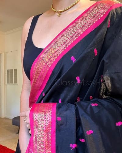 Vasthrlay Black Kanjivaram Traditional Saree