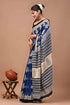 Vasthrlay Moda Hand Block Ajrakh Print Cotton Blue Saree With Blouse