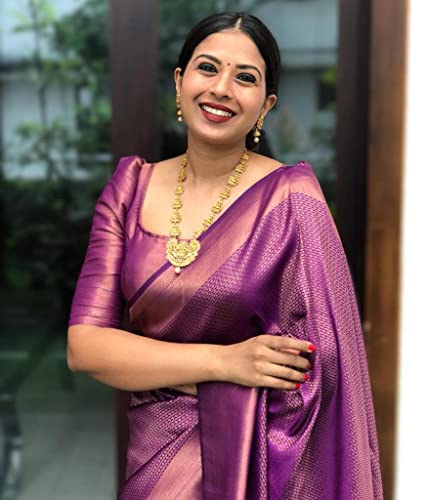 Vasthrlay Purple Banarasi Saree