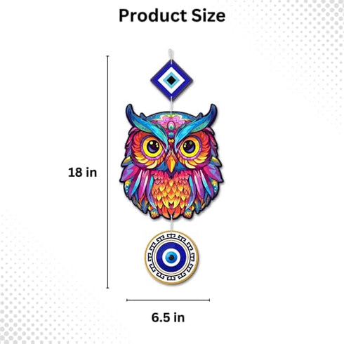 Owl and Evil Eye Hanging Wall Decoration Wooden Wall Hanging