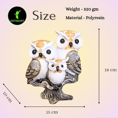 Lucky Owl Statue for Good Luck 7 Inch Resin Figurine Antique Multicolour
