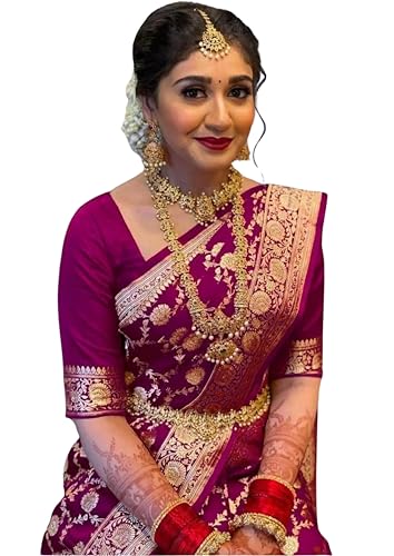 Vasthrlay Kanjivaram Banarasi Kanchipuram Wedding Saree With Blouse Piece
