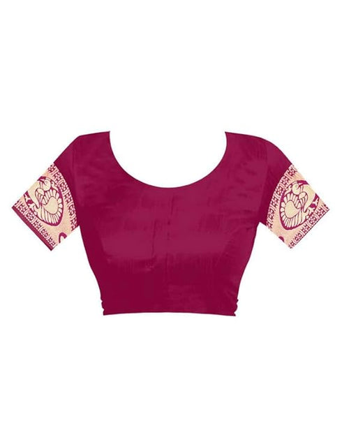 Vasthrlay Banarasi Jacquard Unstitched Red Saree