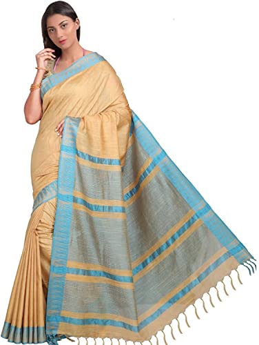 Vasthrlay Handloom Bhagalpuri Tample Chickoo