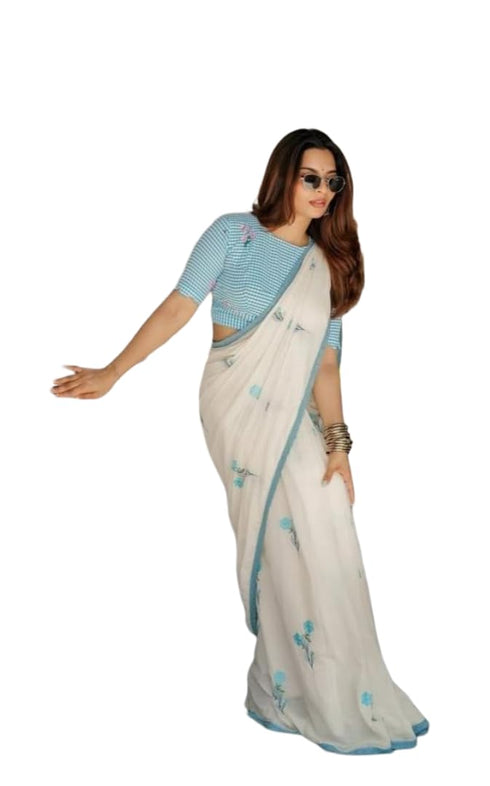 Vasthrlay Traditional Matching Unstitched Attached