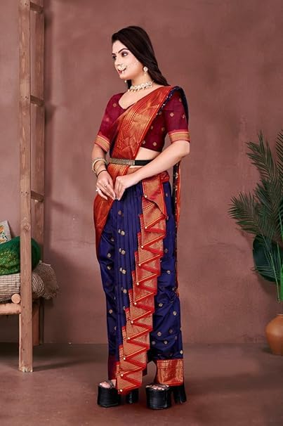 Vasthrlay Paithani Nauvari Beutiful Contrast