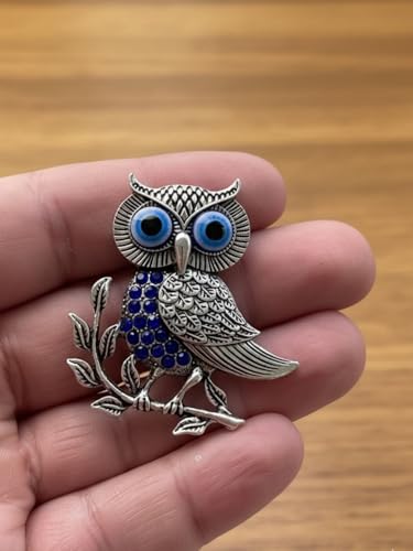 BLUE BEADS Silver Owl Turkish Evil Eye Fridge Refrigerator Sticker Magnet