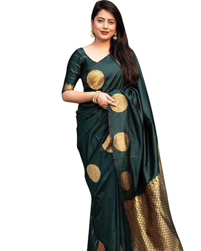 Vasthrlay Banarasi Kanjivaram Kanchipuram Kerigola Saree With Blouse Piece