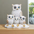 Decorative Owl Family Figurine Statue White with Gold Accents Four Owls Design