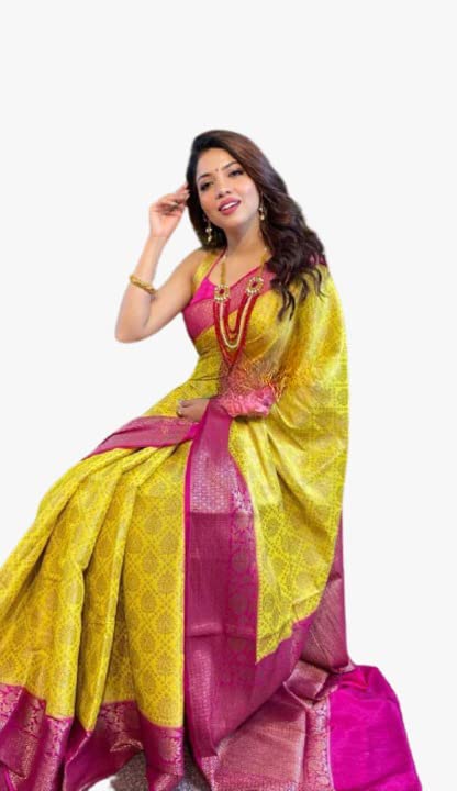 Vasthrlay Yellow Banarasi Saree