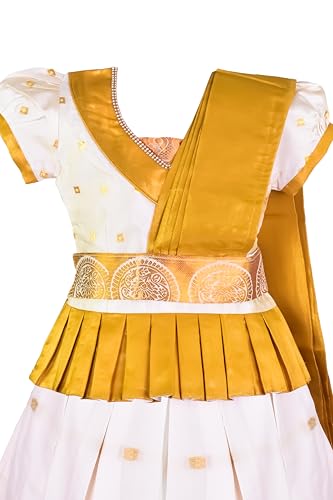 Vasthrlay Kids Girls South Indian Kerala Style Pattu Pavadai Cotton Silk Lehenga Choli Dress