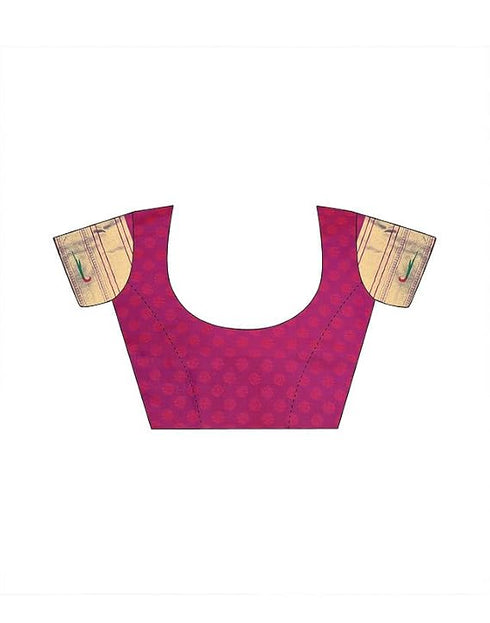 Vasthrlay Paithani Jacquard Magenta Saree With Unstitched Blouse Piece