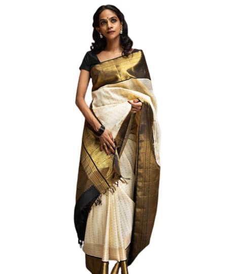 Vasthrlay White Banarasi Saree