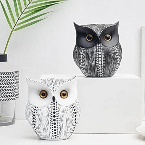 Lucky Owl Handicraft Resin Art Figure Showpiece
