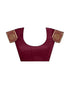 Vasthrlay Womens Jacquard Maroon | Gold Saree With Unstitched Blouse Piece