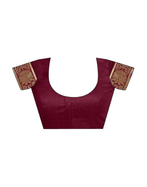 Vasthrlay Womens Jacquard Unstitched Maroon Saree