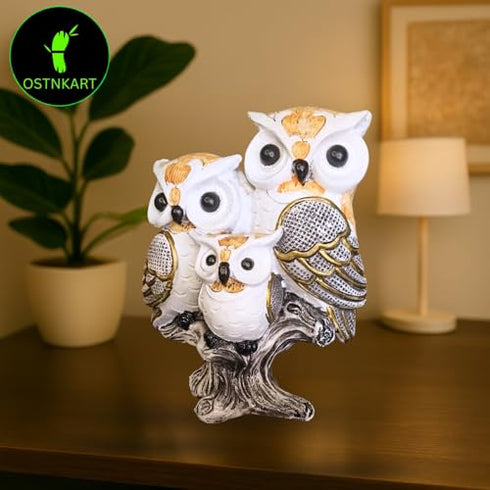 Lucky Owl Statue for Good Luck 7 Inch Resin Figurine Antique Multicolour