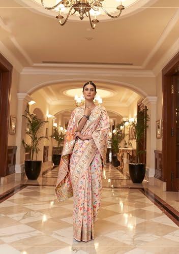 Vasthrlay Cream Kanjivaram Unstitched Saree