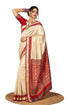 Vasthrlay Silk Saree For Women Tussar Cream Banarasi Garad Handloom Pure Kanjivaram Soft Beige Saree Red Saree