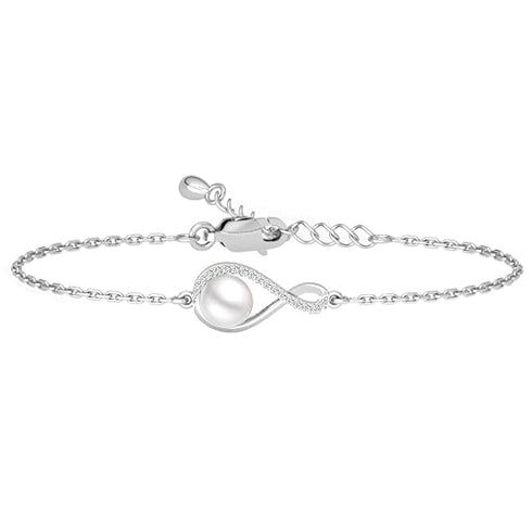 Clara 925 Sterling Silver Real Pearl Pendant Bracelet