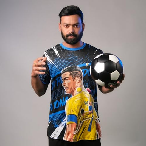 Ronaldofan Black Yellow Football Jersey | Goat Edition Overhead Kick Design | Personalized Custom Name & Number Soccer Jersey For Men| Women & Kids