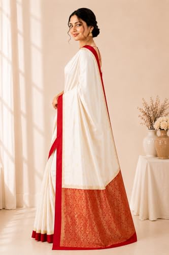 Vasthrlay Glory Banarasi Satin Kanjivaram Saree Silver Zari