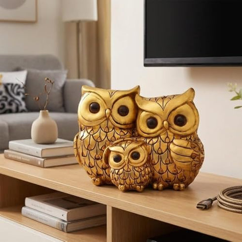 Owl Statue for Good Luck & Wisdom | Antique Multicolour Owl Showpiece