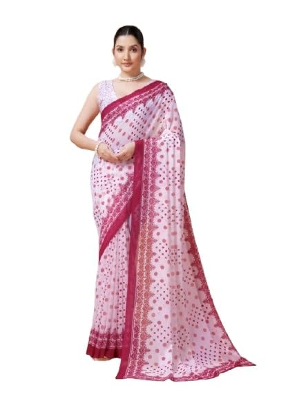 Vasthrlay Red Unstitched Saree