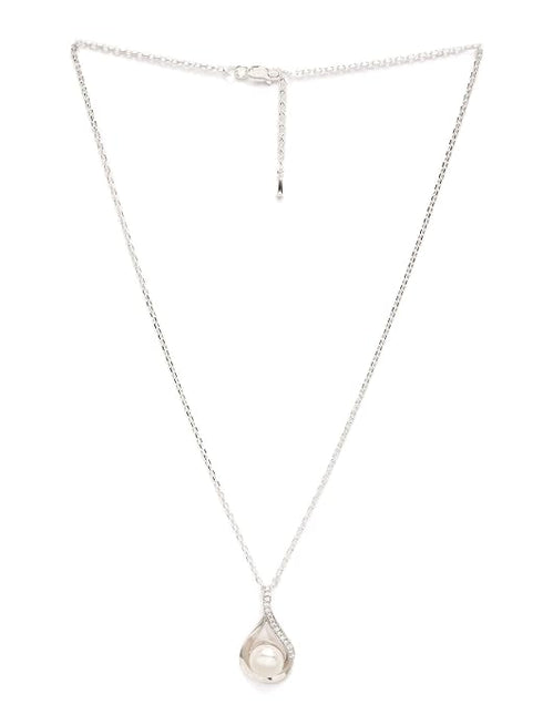 Clara 925 Sterling Silver Real Pearl Pendant chain