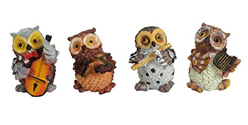 Owls Playing Musical Instruments Showpiece Figurines Garden Statues Decoration