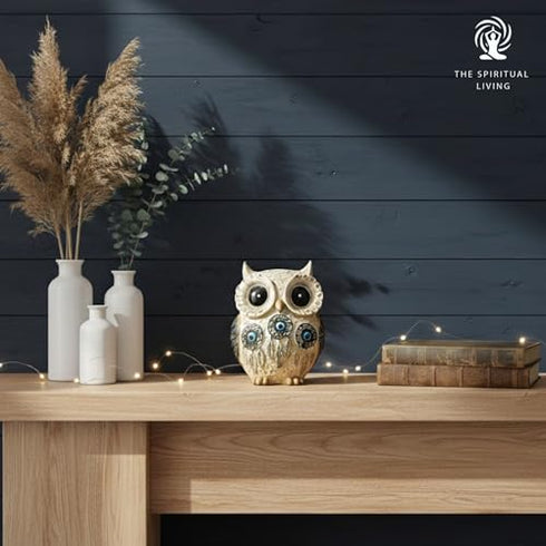 The Spiritual Living Owl Statue for Good Luck II Aesthetic Resin Owl Art Figure Showpiece
